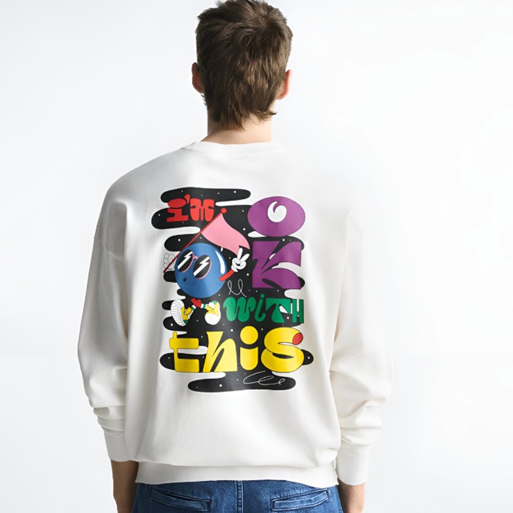 NWT ZARA I’m Ok With This Sweatshirt White Medium